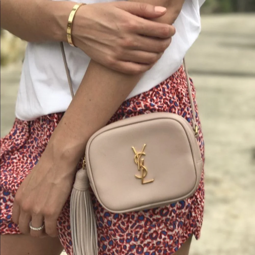 Yves Saint Laurent Nude Beige Leather Tassel Crossbody